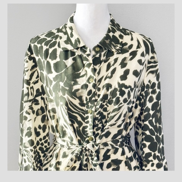 NWT Diane Von Furstenberg Shirt Dress Button Front Belted Long Sleeve Silk Sz 10 - Picture 8 of 16